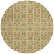 8' Gold And Copper Round Geometric Washable Indoor Outdoor Area Rug