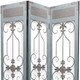 72" Blue Metal Folding Three Panel Screen Room Divider