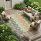 9' X 12' Green And Gold Geometric Washable Indoor Outdoor Area Rug
