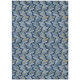 5' X 8' Navy Blue And Blue Botanical Leaves Washable Indoor Outdoor Area Rug