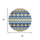 8' Navy Blue And Denim Blue Round Southwestern Washable Indoor Outdoor Area Rug