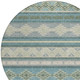 8' Teal Blue And Beige Round Southwestern Washable Indoor Outdoor Area Rug