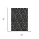 3' X 5' Black And Teal Blue Cactus Washable Indoor Outdoor Area Rug