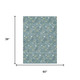 3' X 5' Teal Blue And Wheat Cactus Washable Indoor Outdoor Area Rug