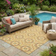 5' X 8' Gold And Wheat Geometric Washable Indoor Outdoor Area Rug