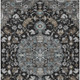 10' X 14' Black And Gray Floral Medallion Washable Indoor Outdoor Area Rug