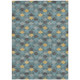 3' X 5' Teal Blue And Gold Geometric Washable Indoor Outdoor Area Rug