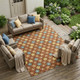 9' X 12' Orange And Copper Floral Washable Indoor Outdoor Area Rug