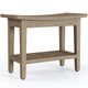 18" X 24" Brown Teak Rectangular Shower Bench With Shelf
