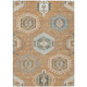9' X 12' Copper And Beige Tribal Washable Indoor Outdoor Area Rug