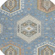8' Denim Blue And Beige Round Tribal Washable Indoor Outdoor Area Rug