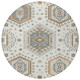 8' Ivory And Beige Round Tribal Washable Indoor Outdoor Area Rug