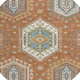8' Orange And Ivory Round Tribal Washable Indoor Outdoor Area Rug