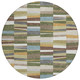 8' Olive Green And Green Round Striped Washable Indoor Outdoor Area Rug