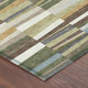 9' X 12' Olive Green And Green Striped Washable Indoor Outdoor Area Rug
