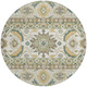 8' Green And Gold Round Cactus Washable Indoor Outdoor Area Rug