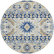 8' Navy Blue And Ivory Round Cactus Washable Indoor Outdoor Area Rug