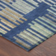 3' X 5' Navy Blue And Gold Striped Washable Indoor Outdoor Area Rug