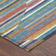 8' X 10' Teal Blue And Gold Striped Washable Indoor Outdoor Area Rug