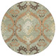 8' Green And Khaki Round Ikat Washable Indoor Outdoor Area Rug