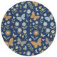 8' Navy Blue And Blue Round Abstract Washable Indoor Outdoor Area Rug