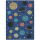 9' X 12' Blue And Black Floral Washable Indoor Outdoor Area Rug