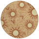 8' Copper And Orange Round Geometric Washable Indoor Outdoor Area Rug