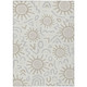 9' X 12' Ivory And Linen Geometric Washable Indoor Outdoor Area Rug