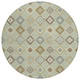 8' Green And Khaki Round Geometric Washable Indoor Outdoor Area Rug