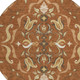 8' Orange And Brown Round Damask Washable Indoor Outdoor Area Rug