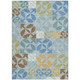 5' X 8' Sky Blue And Blue Geometric Washable Indoor Outdoor Area Rug