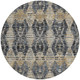8' Black And Gray Round Floral Medallion Washable Indoor Outdoor Area Rug