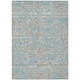 10' X 14' Teal Blue And Pewter Geometric Washable Indoor Outdoor Area Rug