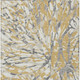 9' X 12' Gold And Ivory Abstract Washable Indoor Outdoor Area Rug
