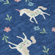 9' X 12' Navy Blue And Green Floral Washable Indoor Outdoor Area Rug