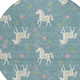 8' Teal Blue And Beige Round Floral Washable Indoor Outdoor Area Rug