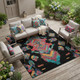 10' X 14' Black And Beige Tribal Washable Indoor Outdoor Area Rug