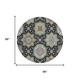 8' Black And Ivory Round Floral Medallion Washable Indoor Outdoor Area Rug