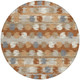 8' Orange And Beige Round Abstract Washable Indoor Outdoor Area Rug