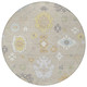 8' Ivory And Gray Round Oriental Washable Indoor Outdoor Area Rug