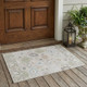 3' X 5' Linen And Fern Green Oriental Washable Indoor Outdoor Area Rug