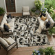 10' X 14' Black And Copper Abstract Washable Indoor Outdoor Area Rug