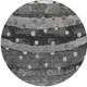 8' Black And Navy Blue Round Striped Washable Indoor Outdoor Area Rug