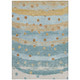 3' X 5' Teal Blue And Graphite Striped Washable Indoor Outdoor Area Rug