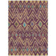 10' X 14' Eggplant And Blue Geometric Washable Indoor Outdoor Area Rug