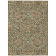 10' X 14' Green And Linen Floral Washable Indoor Outdoor Area Rug
