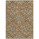 5' X 8' Copper And Gold Floral Washable Indoor Outdoor Area Rug
