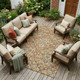 8' X 10' Copper And Gold Floral Washable Indoor Outdoor Area Rug