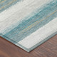 3' X 5' Teal Blue And Gray Striped Washable Indoor Outdoor Area Rug