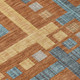 8' Orange And Gold Round Geometric Washable Indoor Outdoor Area Rug